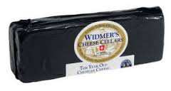 Widmer's 10 Year Cheddar block from Wisconsin Cheese Cellars, firm texture.