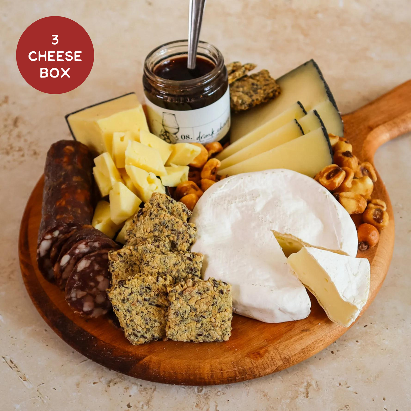 Image includes 3 Texas Cheeses cut with pairings plated for the holiday