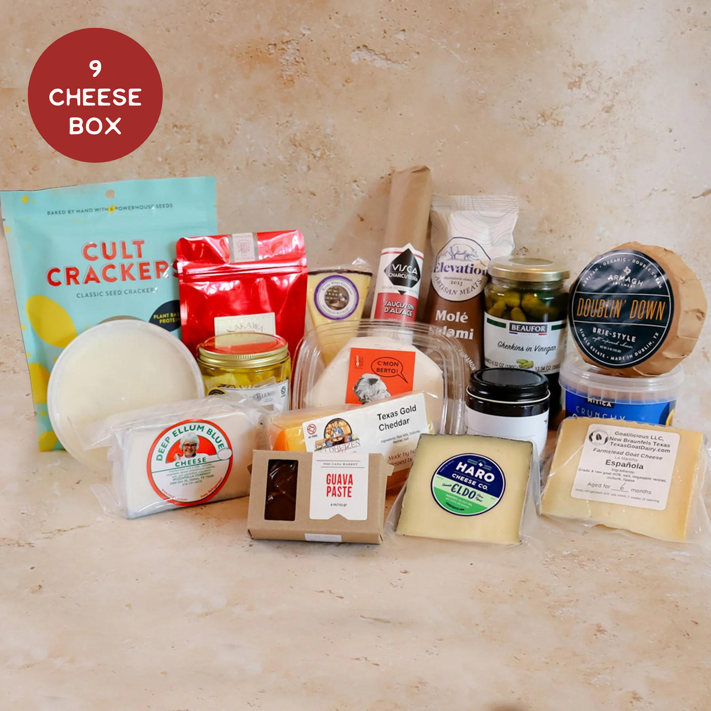 Image includes 9 Texas Cheeses and pairings for the holiday