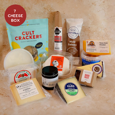 Image includes 7 Texas Cheeses and pairings for the holiday