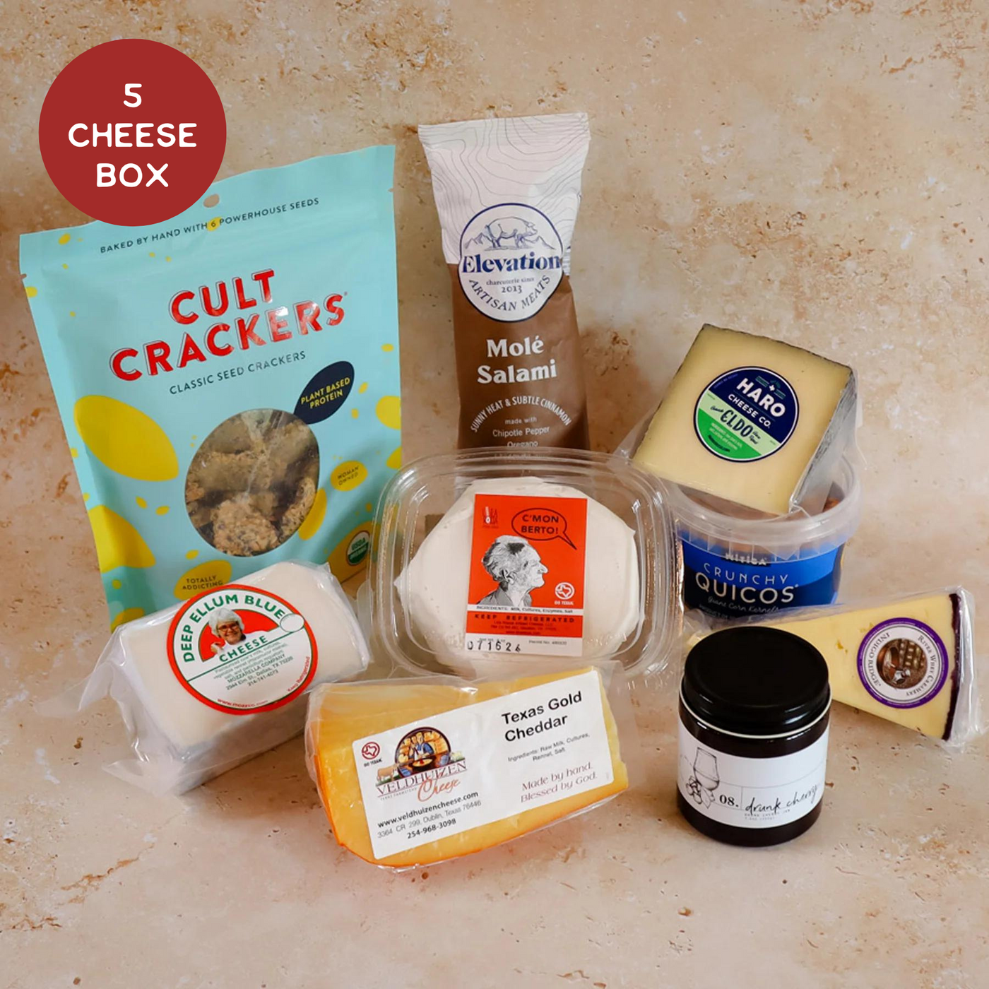 Image includes 5 Texas Cheeses and pairings for the holiday