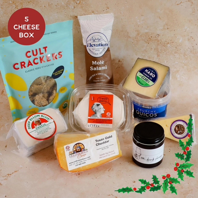 Image includes 5 Texas Cheeses and pairings for the holiday