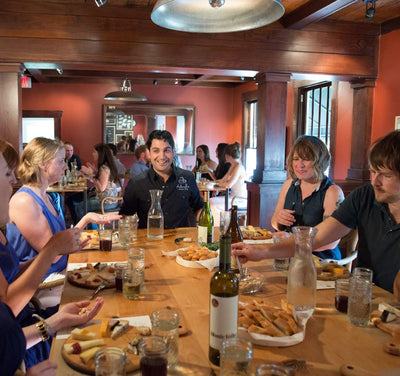 Interior shot of a cheese tasting at Hyde Park Tasting Room