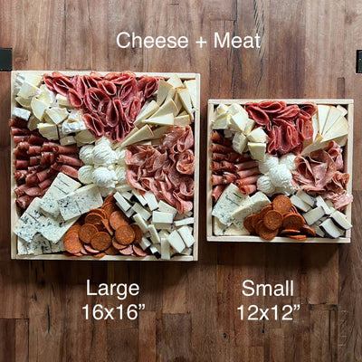 Side by side comparison of Cheese & Meat Tray Large next to Small