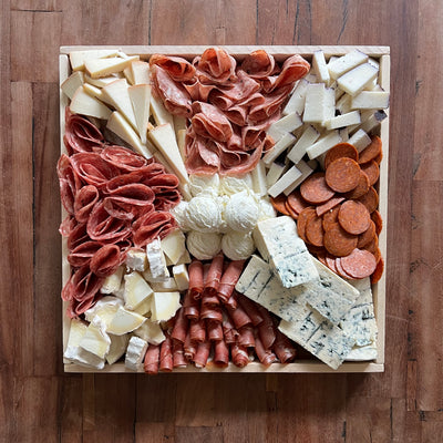 Cheese & Meat Tray Large top view on picnic table