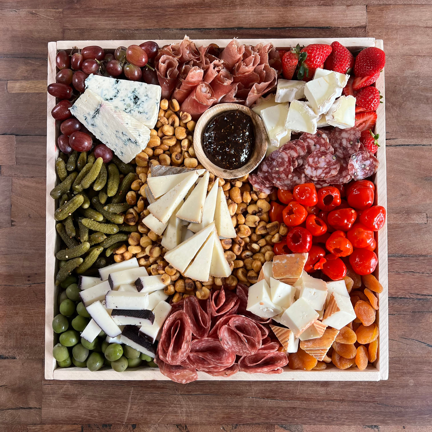 Cheese & Charcuterie Board Large top view Holiday Charcuterie Board