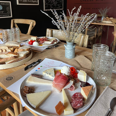 upclose image of an antonelli's cheese tasting plate