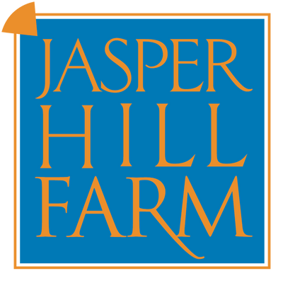 Jasper Hill Farm logo in blue and orange, showcasing artisanal cheese expertise.