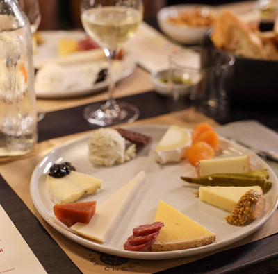 upclose image of a cheese plate 