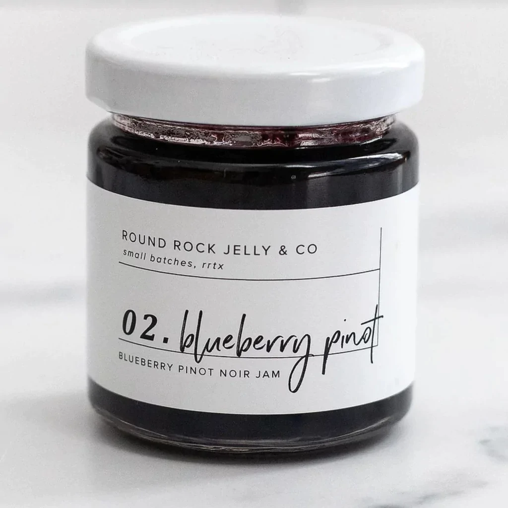 Round Rock Jelly Co. Blueberry Pinot Noir Jam 4 oz jar